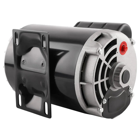 Side view of Beefy 5HP SPL Air Compressor Electric Motor For 56 Frame 3450RPM 230V 15A CCW Rotation with mounting bracket
