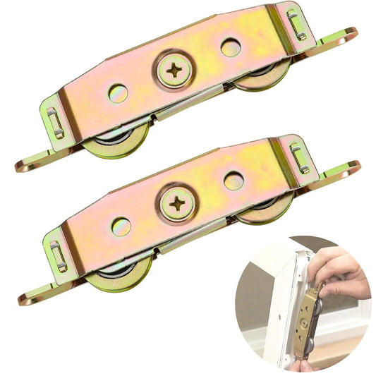2-Pack Heavy Duty Sliding Door Rollers With Steel Ball Bearing Tandem Wheels For Patio Doors, Universal 1-1/4 Inch Wheel, 5-3/4 Inch Mount Hole Centers, 11/16 Inch Housing, Fits Andersen Truth 31761A Jeld Wen Milgard Marvin Peachtree And More