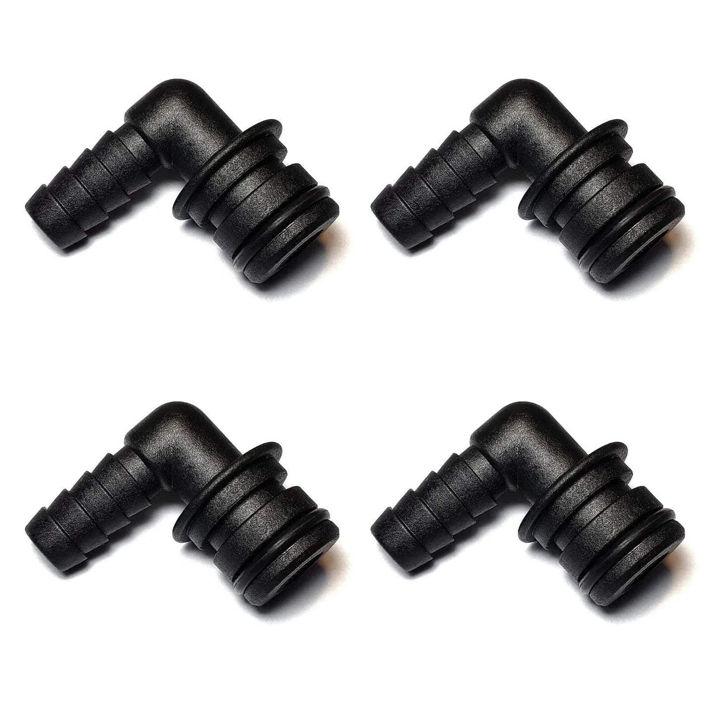 Quad Port Fittings 3/4 Inch O D With 3/8 Inch Hose Barb 90 Degree Elbow For Flojet Triplex Quad And G57 Water Pump Series Pack Of 4 Detoria 20381-024