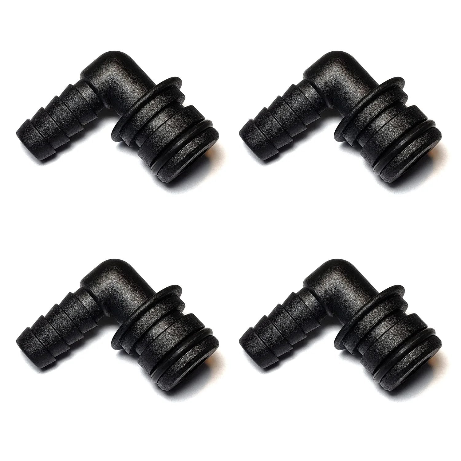 Quad Port Fittings 3/4 Inch O D With 3/8 Inch Hose Barb 90 Degree Elbow For Flojet Triplex Quad And G57 Water Pump Series Pack Of 4 Detoria 20381-024