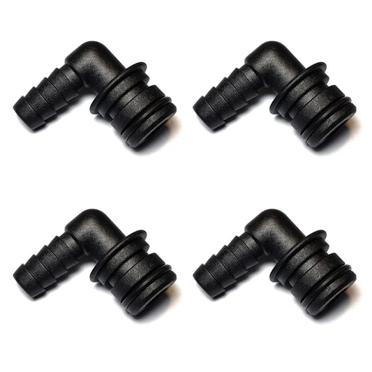 Quad Port Fittings 3/4 Inch O D With 3/8 Inch Hose Barb 90 Degree Elbow For Flojet Triplex Quad And G57 Water Pump Series Pack Of 4 Detoria 20381-024