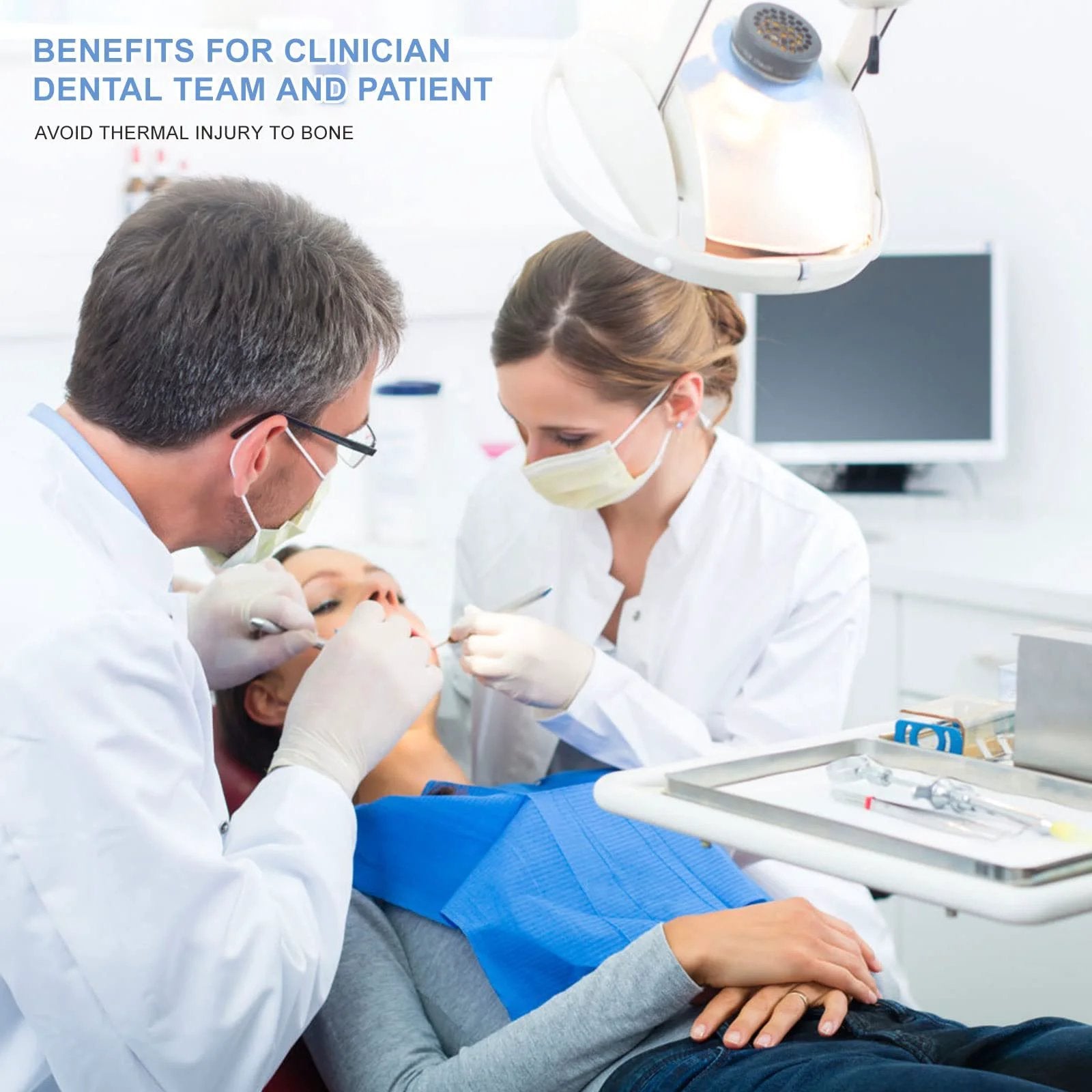 Dentists performing procedure using dental implant irrigation tubing disposable sterile packaged tubes for WH compatible dental equipment.