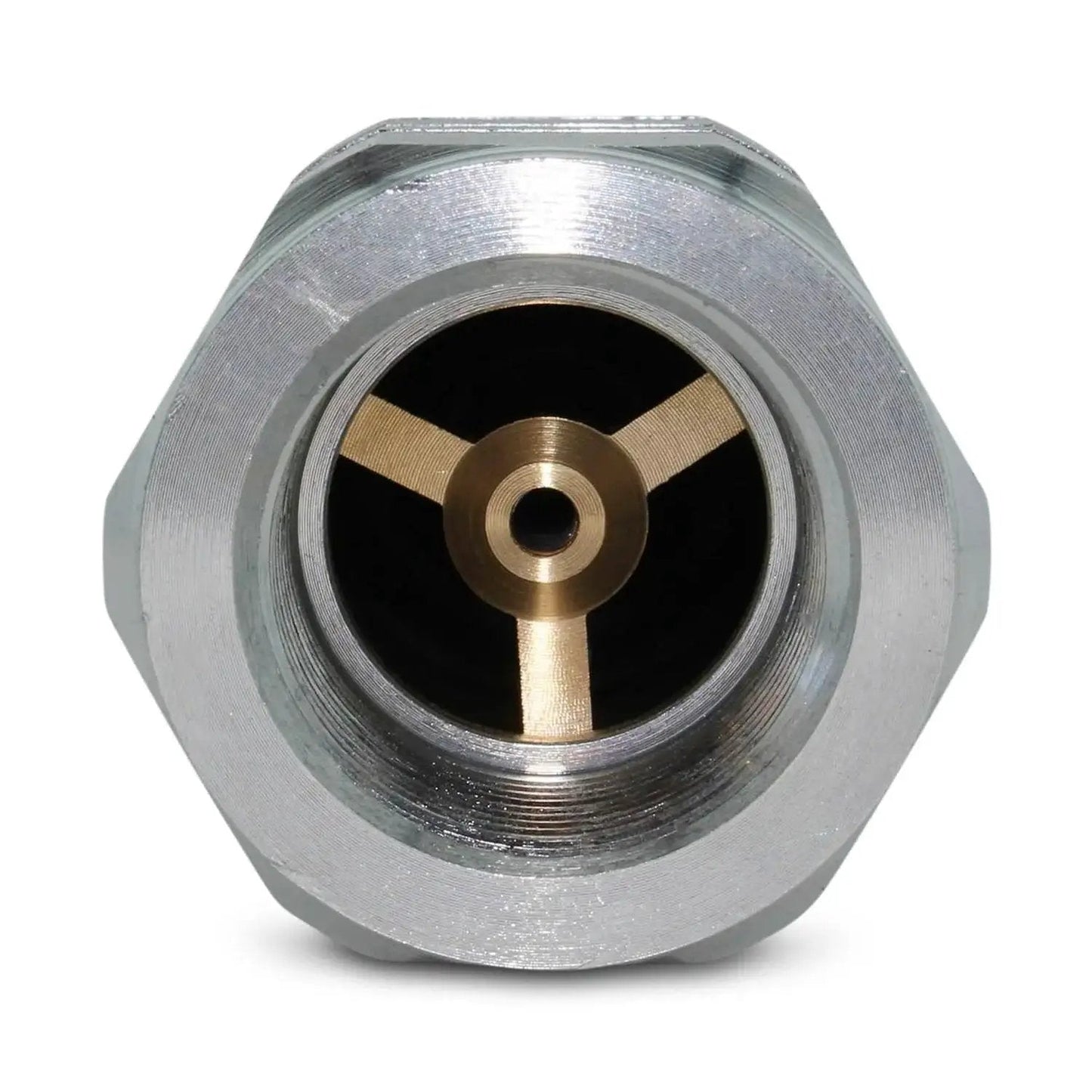 Front view of Flat Face Three Quarters Inch NPT Hydraulic Quick Disconnect Couplers Set For Skid Steers With Dust Caps by Summit Hydraulics.