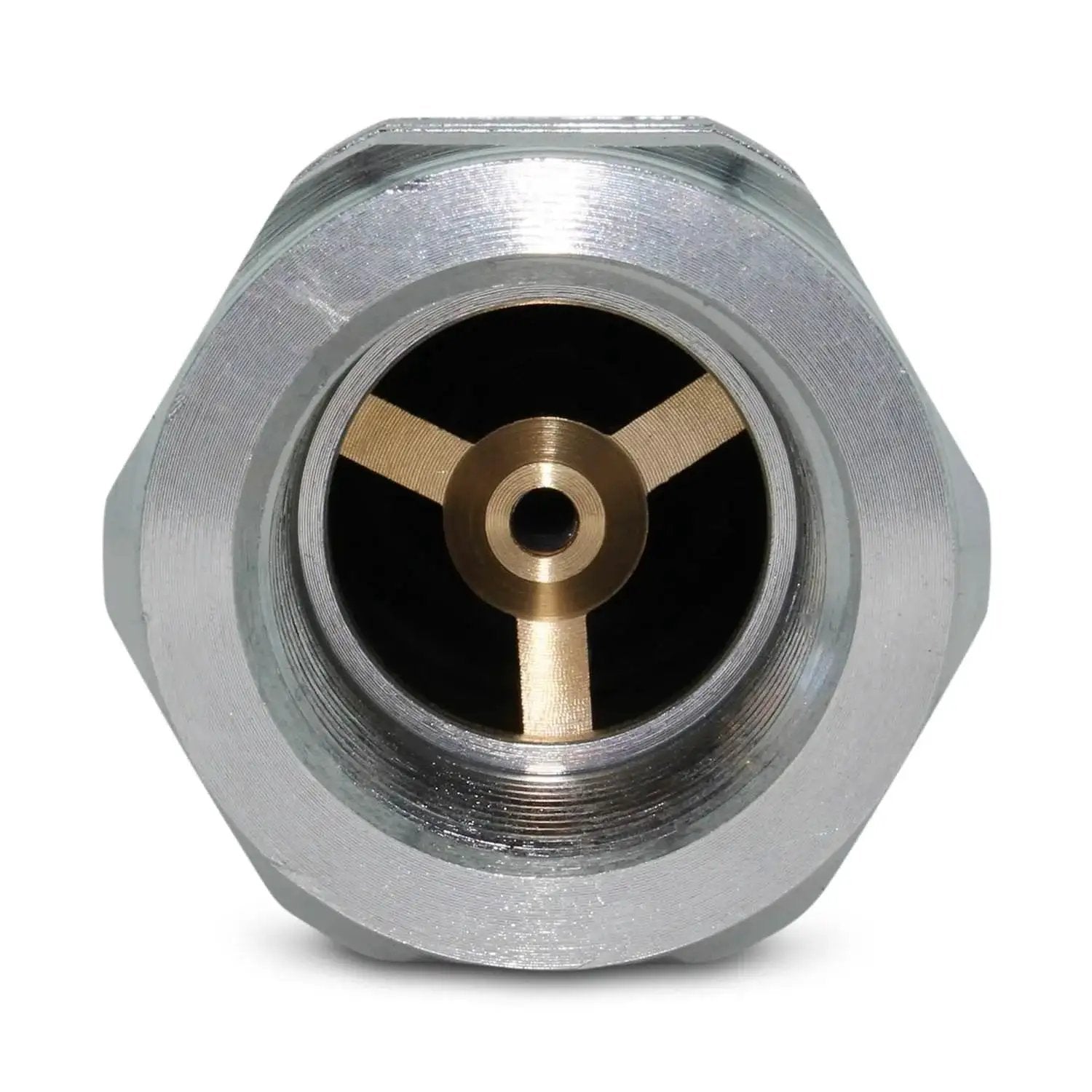 Front view of Flat Face Three Quarters Inch NPT Hydraulic Quick Disconnect Couplers Set For Skid Steers With Dust Caps by Summit Hydraulics.