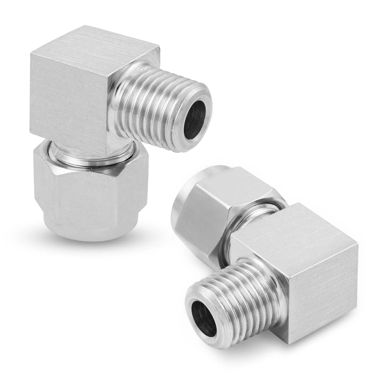 Stainless Steel 304 Compression Tube Fitting 90 Degree Male Elbow With Double Ferrules For Three Eighths Inch Tube To Three Eighths Inch