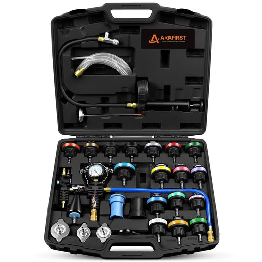 Automotive Radiator Pressure Tester And Coolant Vacuum Refill Kit For Leak Detection And Quick Coolant Fill 28 Piece Set