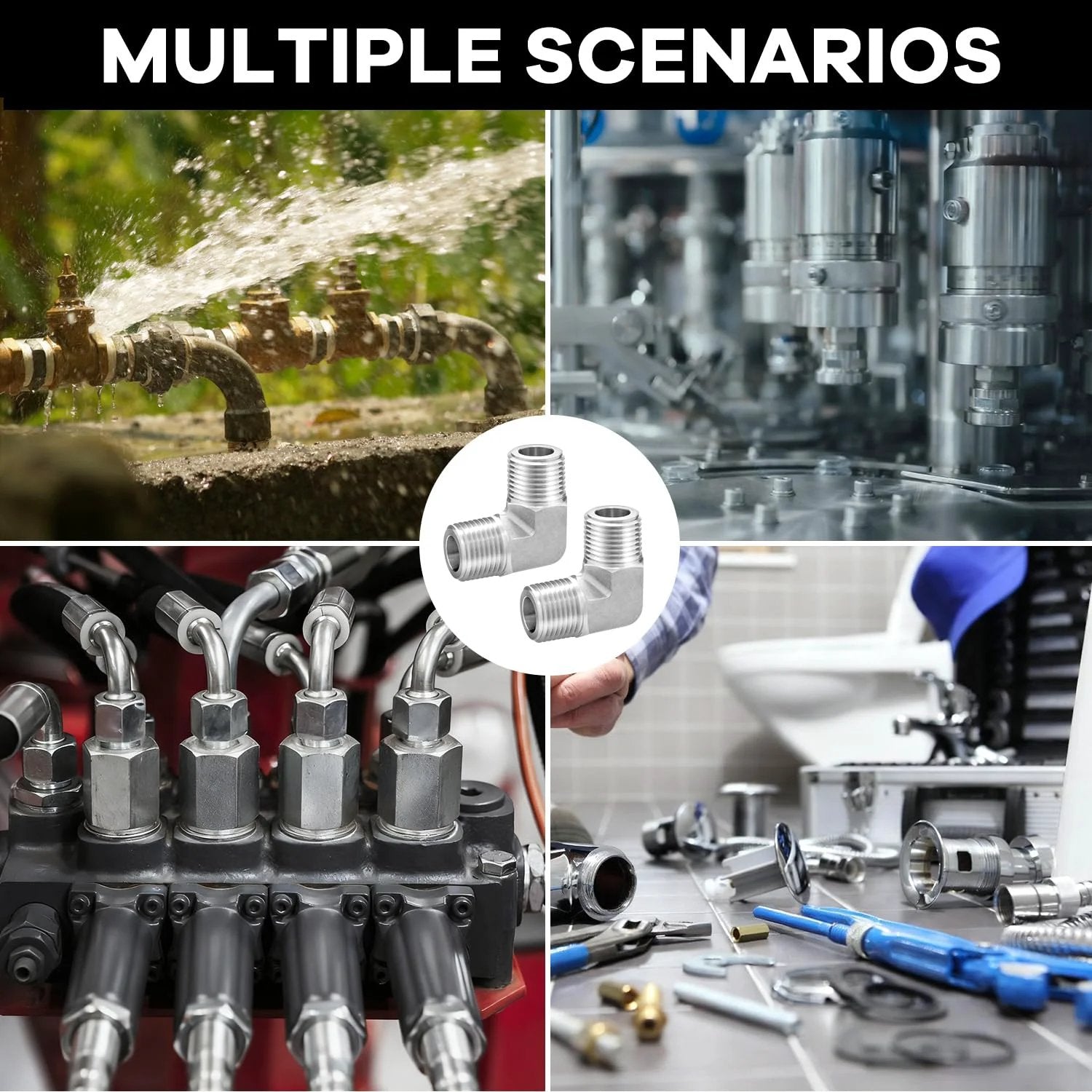 304 Stainless Steel 90 Degree Street Elbow One Quarter Inch NPT Male To One Quarter Inch NPT Male Pipe Fitting 2 Pack Forged High Strength Durable For Hydraulic And Pneumatic Systems in various installation scenarios