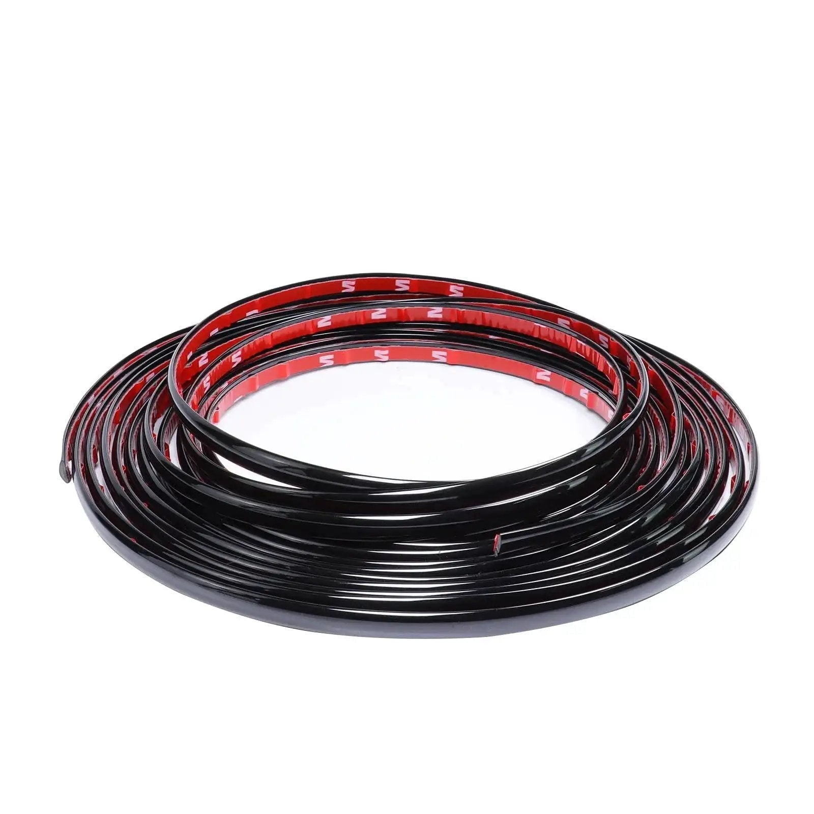Glossy Black 12mm Automotive Trim Molding 25 Foot Self Adhesive for Vehicles in coiled roll