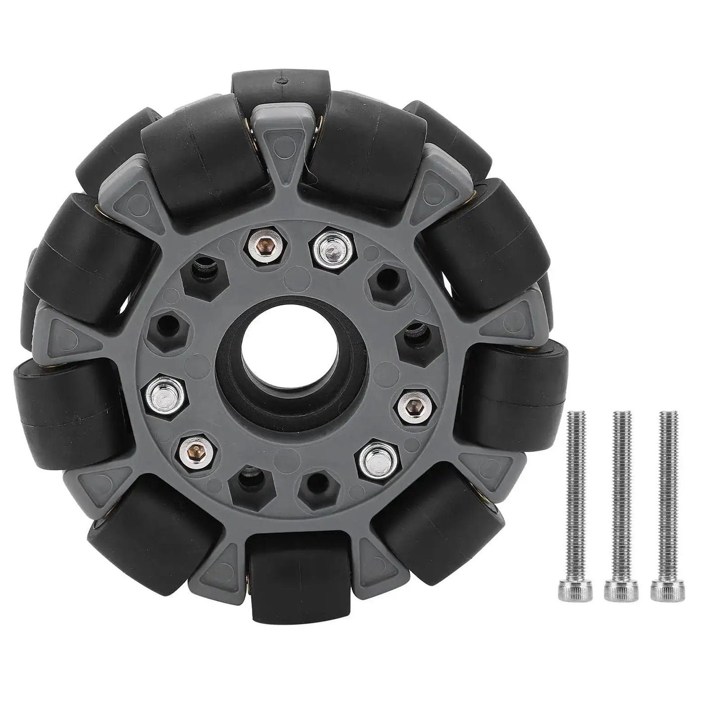 Omnidirectional 100mm double plastic wheel for robots with 360-degree mobility and side sliding, three screws included