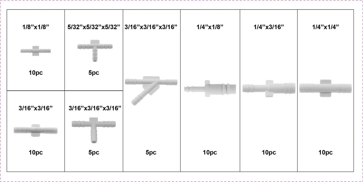 Vacuum Connector Kit With 65 Piece Assortment In Eight Sizes For Automotive Maintenance And Replacement Durable Material on display