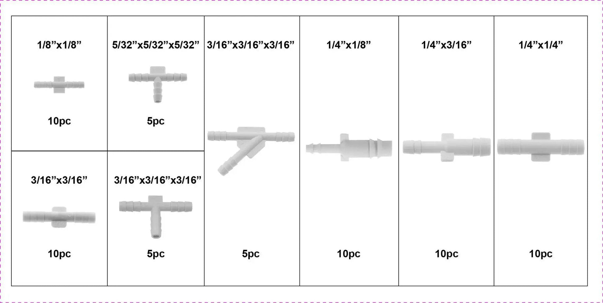 Vacuum Connector Kit With 65 Piece Assortment In Eight Sizes For Automotive Maintenance And Replacement Durable Material on display
