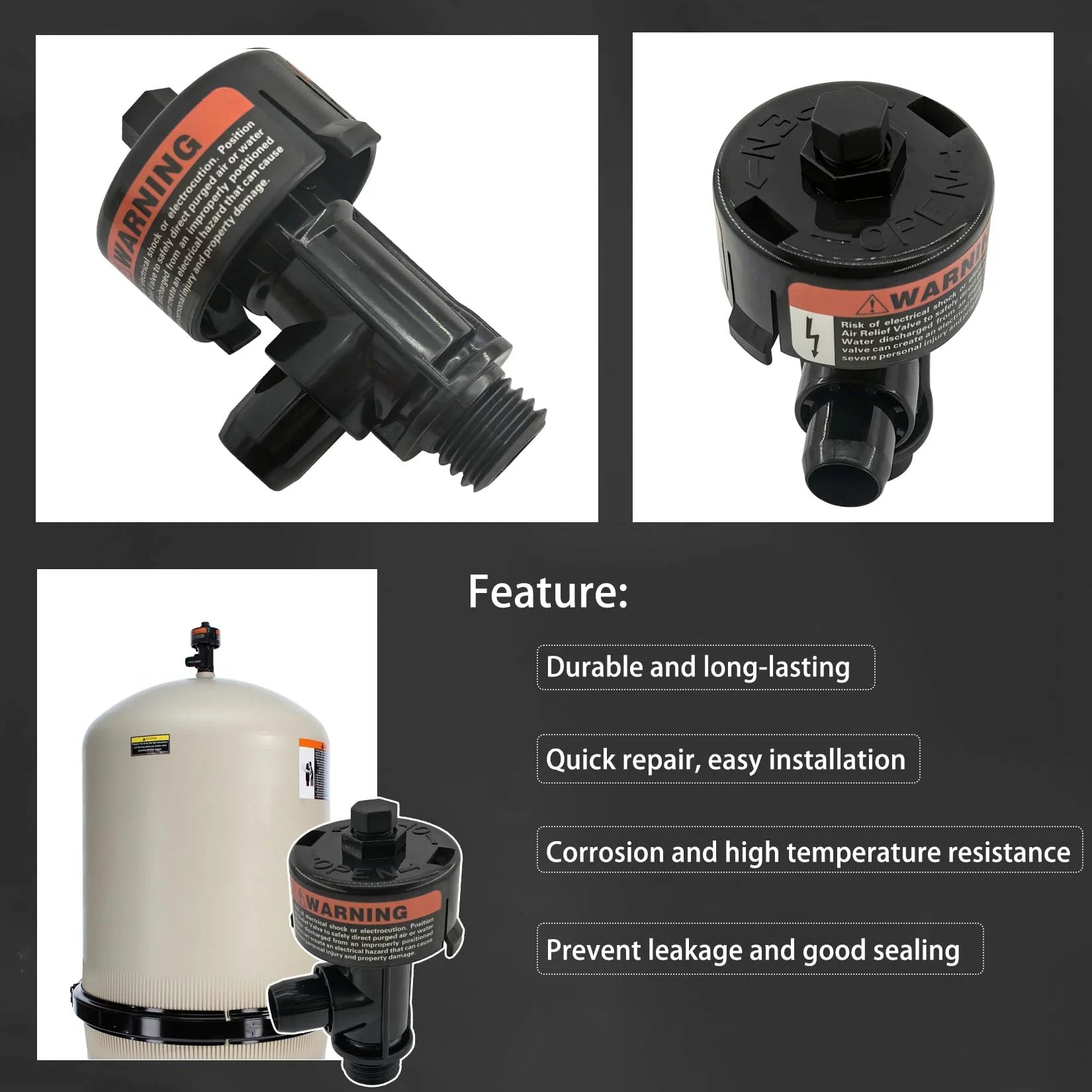 High Flow Manual Air Relief Valve With Pressure Gauge For Swimming Pool And Spa Filters Compatible With Warrior FNS displayed with features