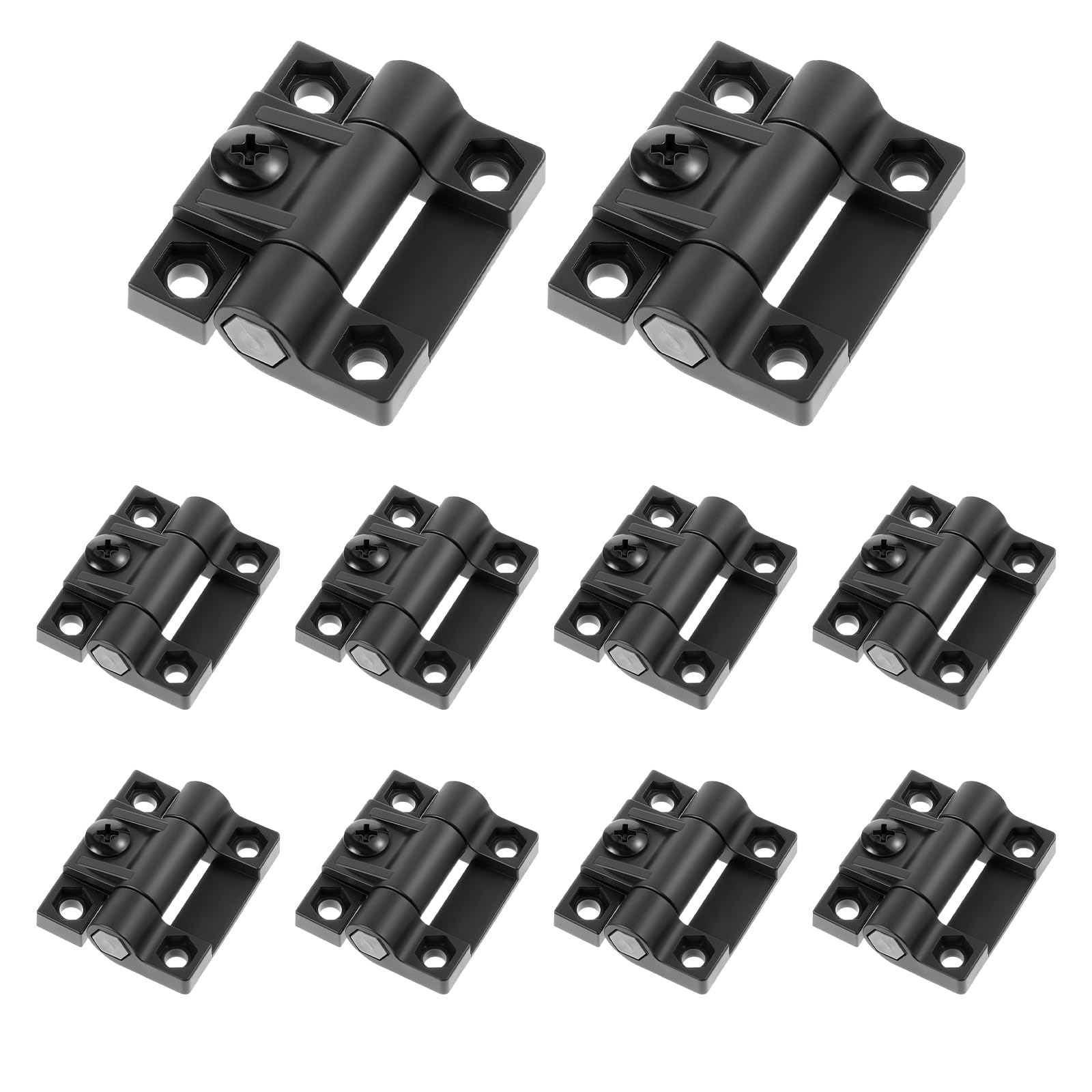 10 Piece Adjustable Torque Door Hinges Set Black Plastic Position Control Hinges 43mm By 36mm With 4 Countersunk Holes Precise Torque Stops At Any Angle Screws Not Included Built To Last For Cabinets And Doors