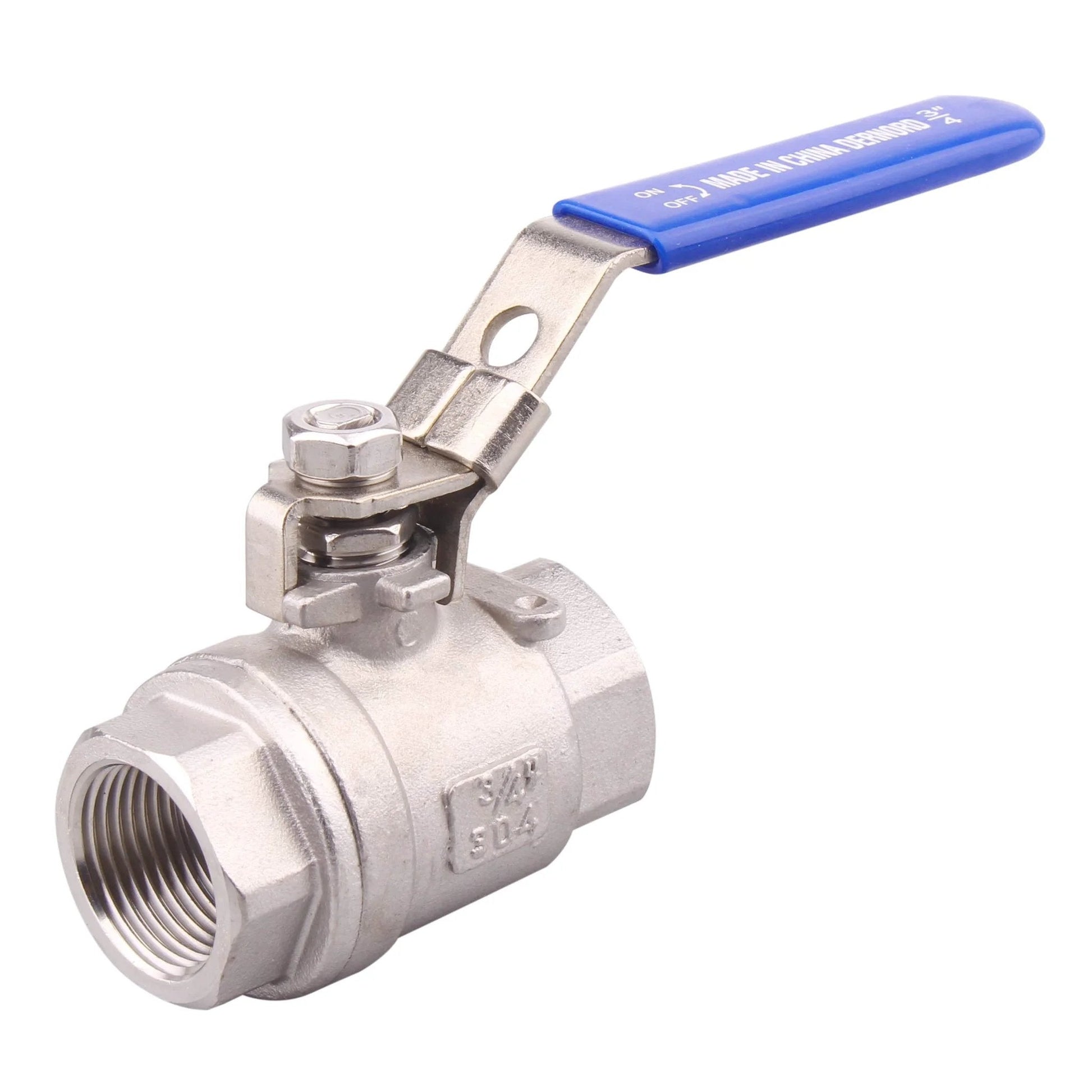 Heavy Duty Stainless Steel 304 Ball Valve With Locking Device From Dernord, Full Port For Water Oil Gas, Three Quarter Inch NPT
