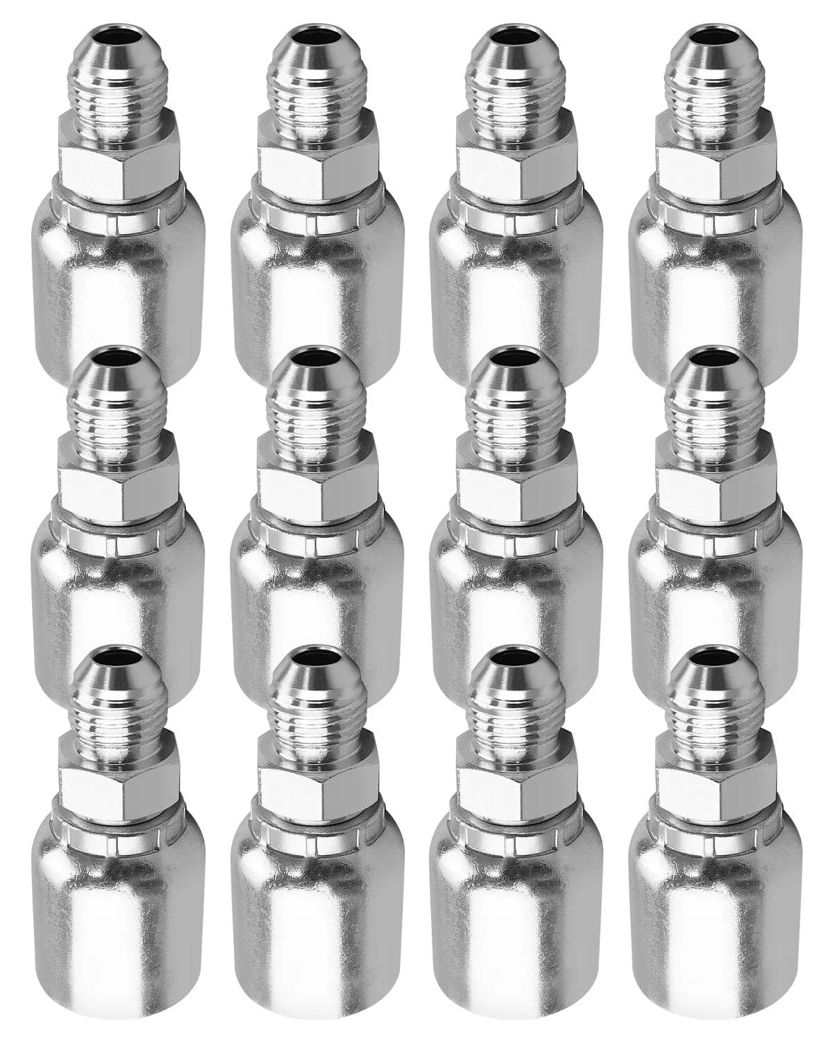 12Pcs 3/8 Inch Hydraulic Hose End Fittings Set for 37 Degree JIC Crimp, 3/8 Inch Female End and 37 Degree Male End
