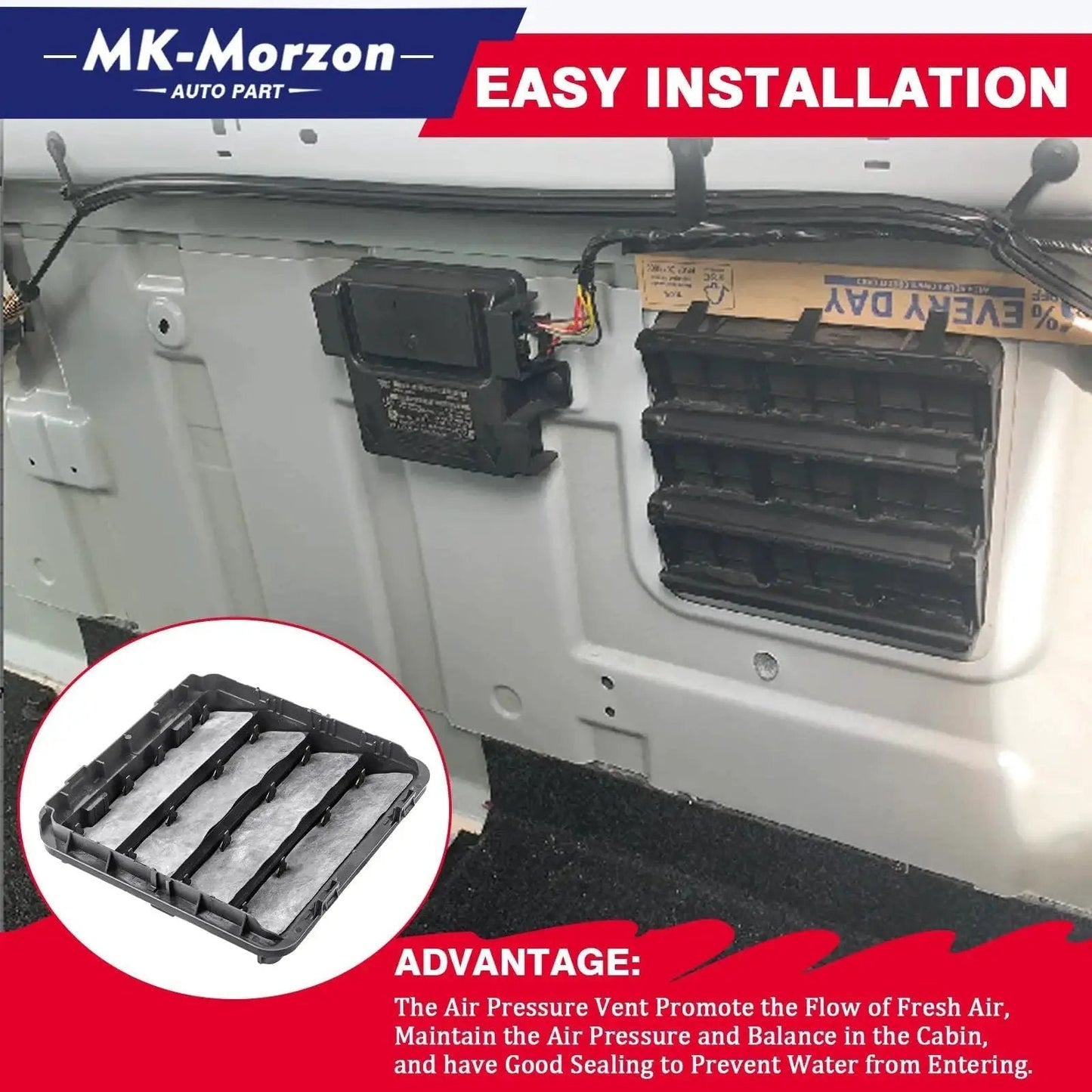 Body Side Cabin Vent Exhauster for Ram 1500 2500 3500 and Wrangler installed on vehicle panel