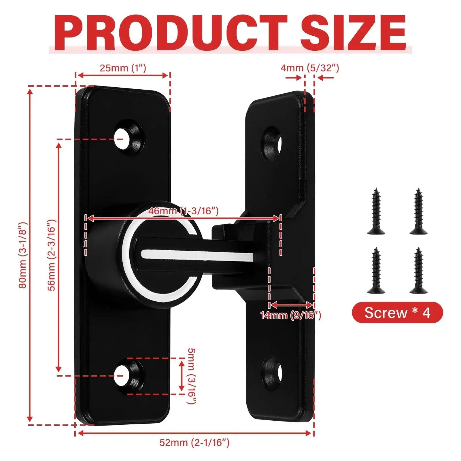 90 Degree Heavy Duty Barn Door Latch Lock For Cabinets Sliding Doors And Barn Doors Zinc Alloy With Matte Black Finish