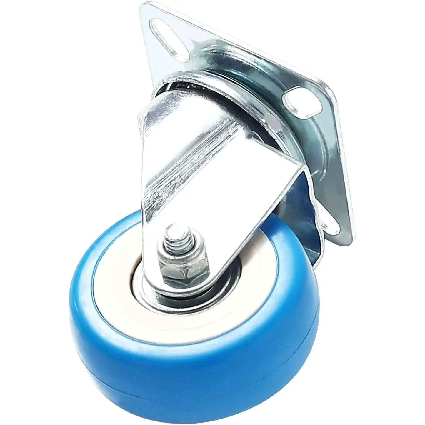 12 Pack Swivel Plate Caster Wheels With 50mm Plate Blue Polyurethane Wheels 360 Degree Swivel No Brake Smooth Silent Roll For Carts