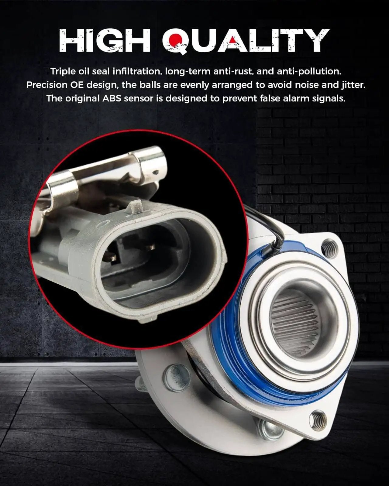 Close-up of Pair Front Wheel Hub and Bearing Assembly for 1997-2006 Buick Pontiac Oldsmobile and Chevy Models (5-Lug w/ABS).