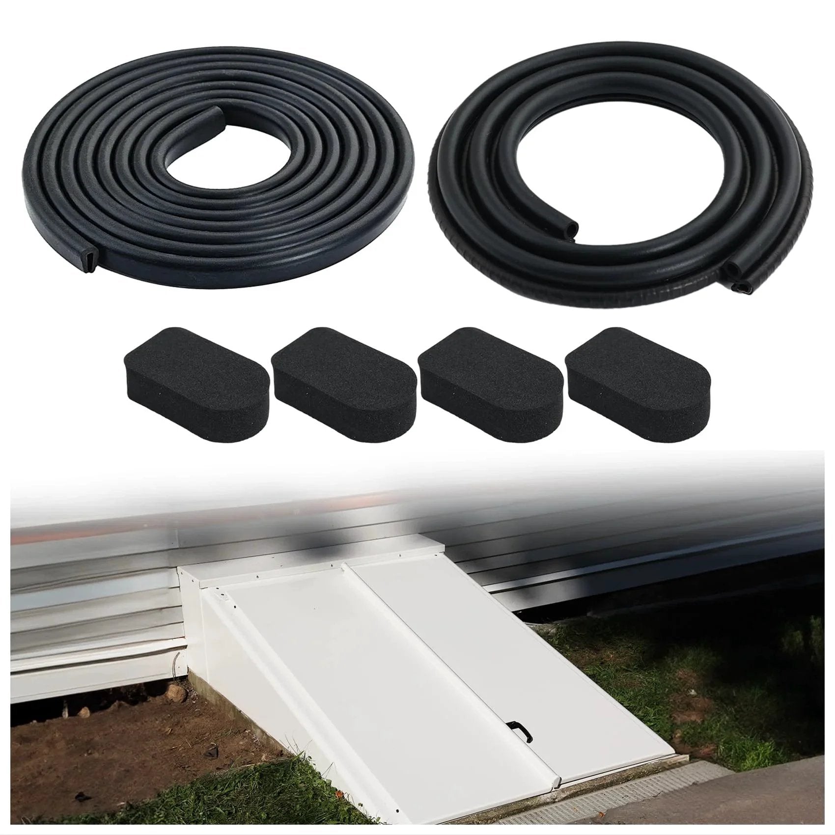Basement Door Weatherstrip Kit For Bilco And Gordon Doors With Four Cap Seal Pads One Bulb Trim Gasket And One U Shaped Gasket Includes Five Year Free Replacement Easy Install