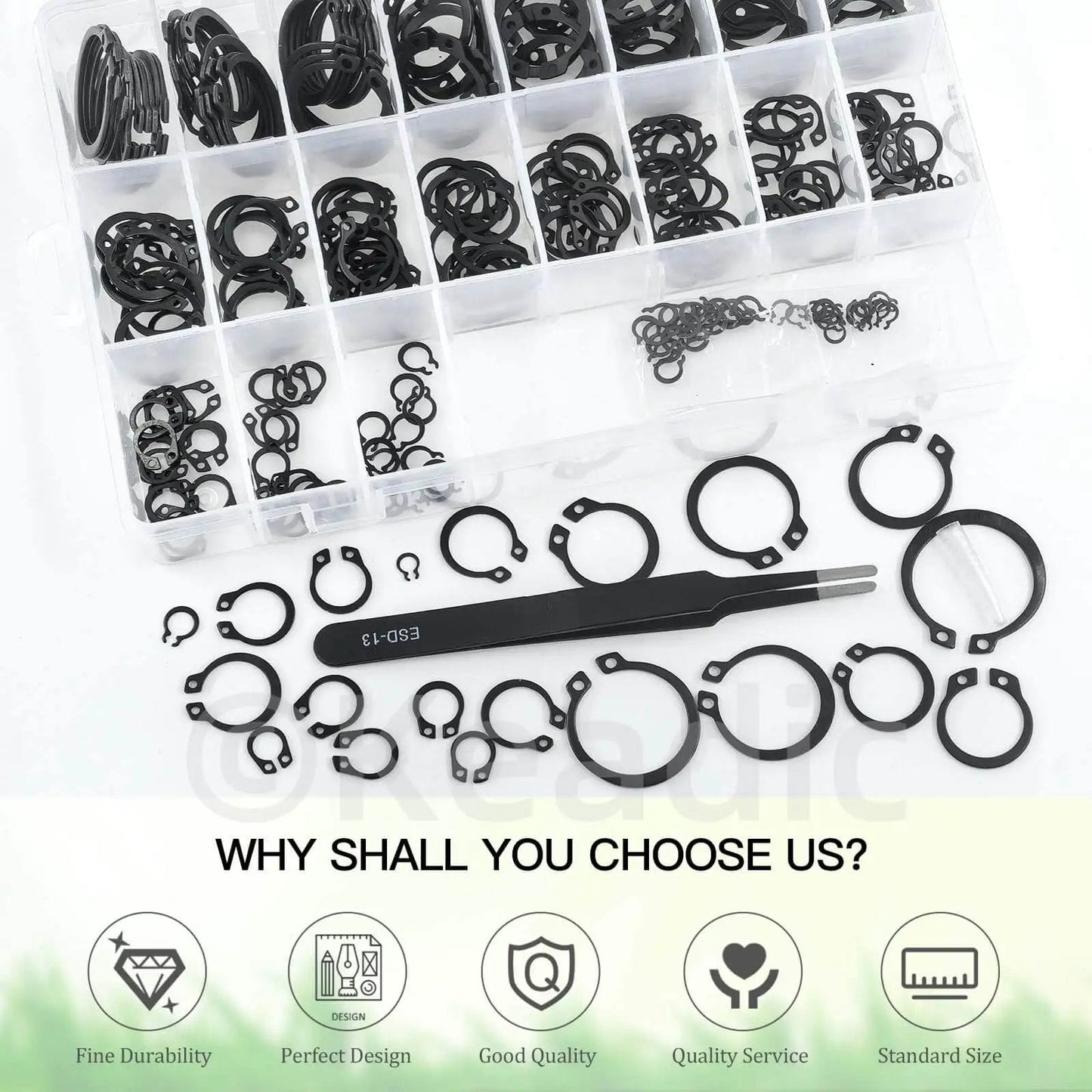 Alloy Steel C Clip Retaining Ring Kit 266 Pieces 21 Sizes From M4 To M28 External Circlips Snap Rings For Grooved Shafts