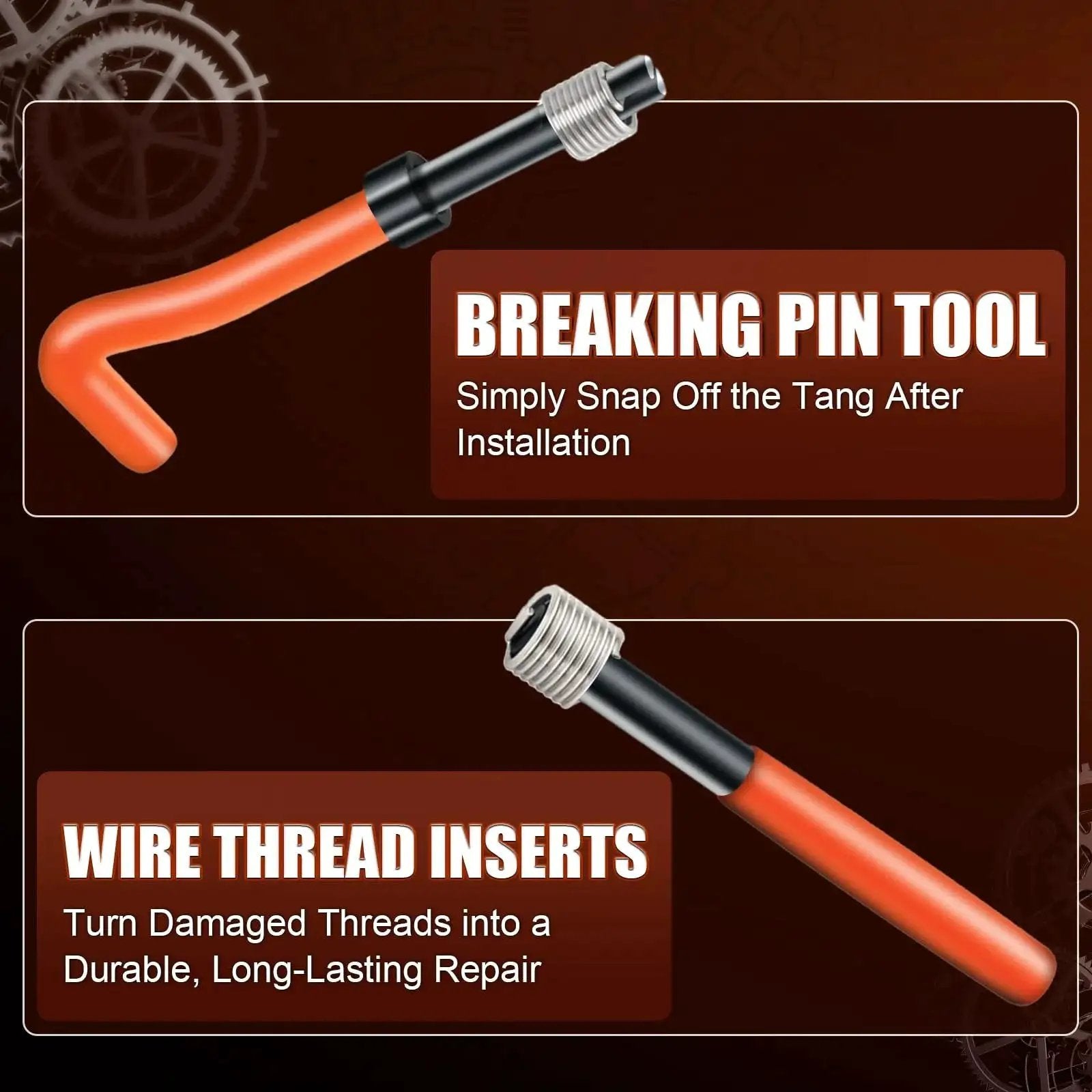 Breaking pin tool and wire thread inserts from Thread Repair Kit With HSS Drill Bit And 30 Stainless Inserts M6x1 Rethreading