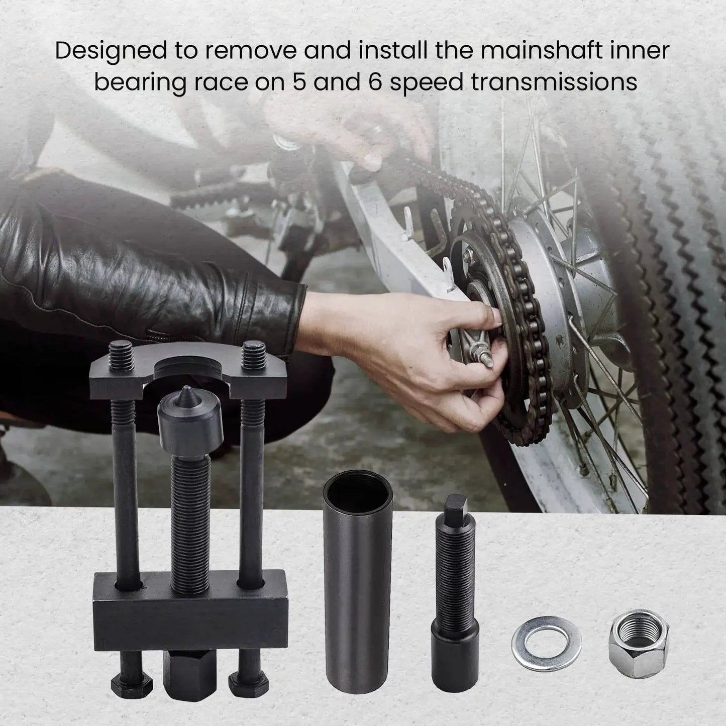 Harley Big Twin Transmission Mainshaft Bearing Race Puller Tool for 1984 to Present Removing Inner Race on Motorbike Wheel