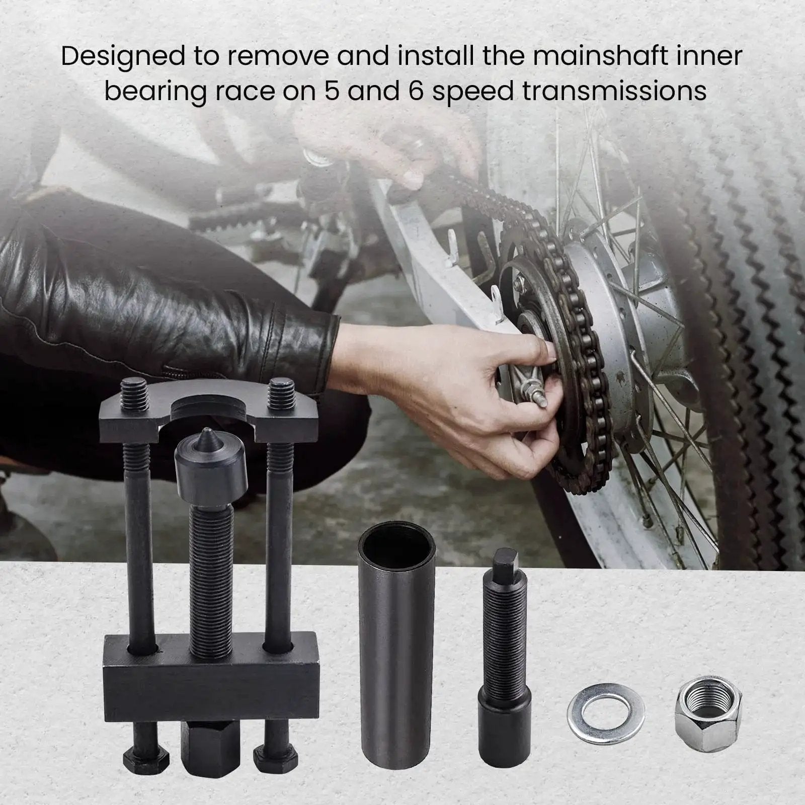 Harley Big Twin Transmission Mainshaft Bearing Race Puller Tool for 1984 to Present Removing Inner Race on Motorbike Wheel