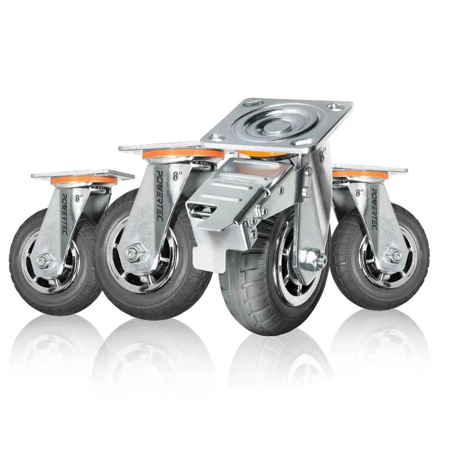 8-Inch Heavy Duty Caster Wheels Set Of 4 With Dual Locking Brakes Non-Pneumatic Polypropylene Tire for heavy equipment