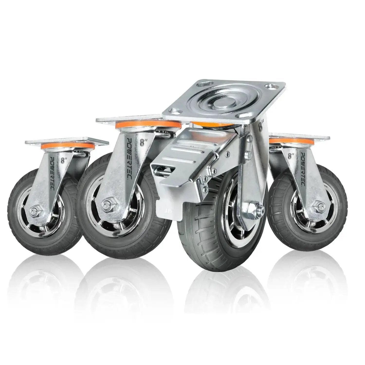 8-Inch Heavy Duty Caster Wheels Set Of 4 With Dual Locking Brakes Non-Pneumatic Polypropylene Tire for heavy equipment