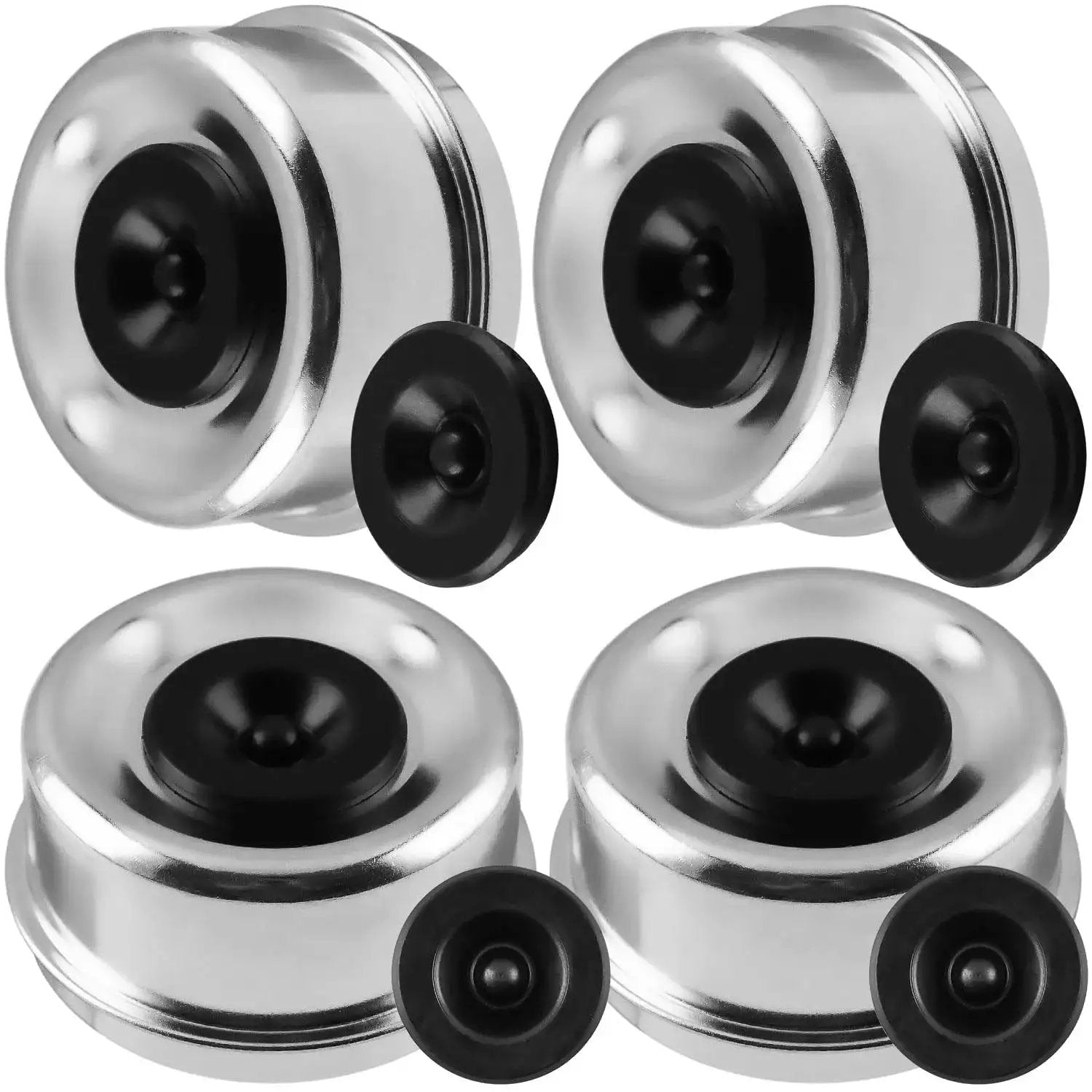 2.72 Inch Trailer Axle Dust Cap Kit With 4 Rubber Plugs For 7000 To 8000 Lb Axles And 8 On 6.5 Inch Hubs EZ Lube Compatible