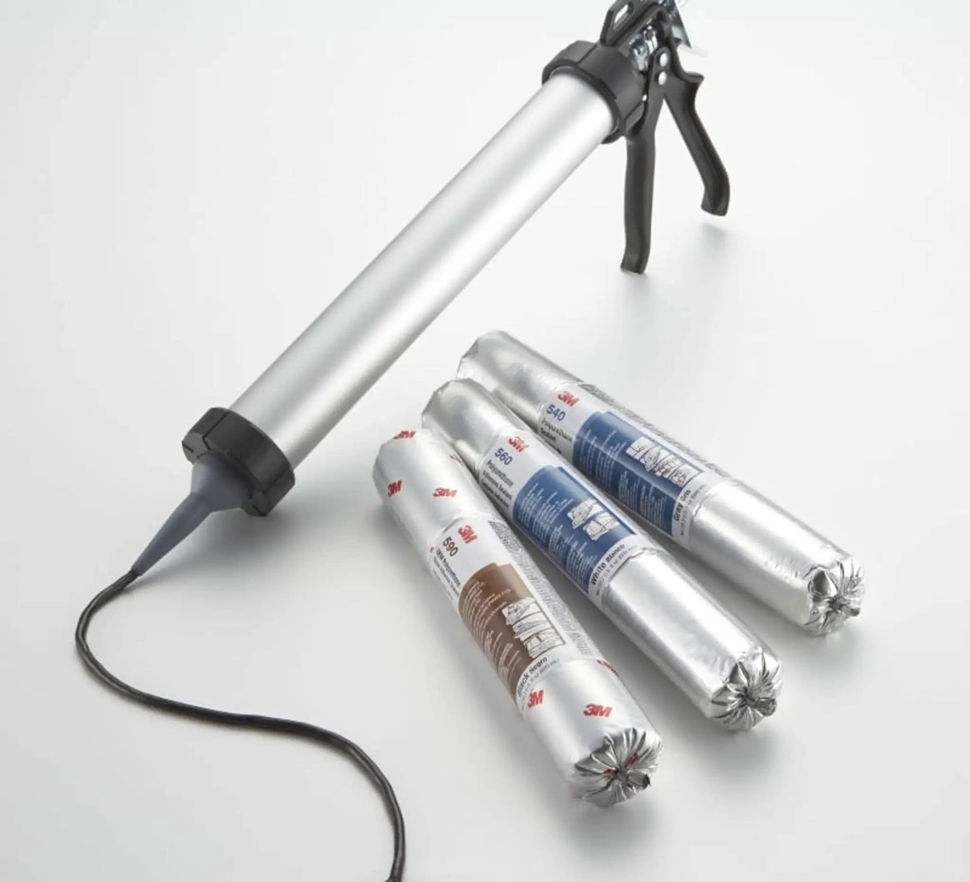 Adhesive 760 UV SMP Sealant in gray 600 mL sausage pack with applicator, industrial and construction use, weather resistant.