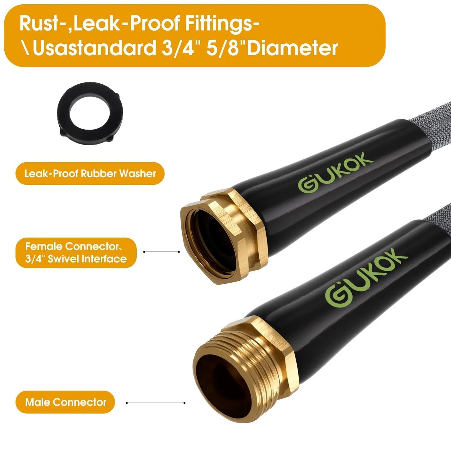 Ultra Lightweight 100 Ft Garden Hose That Is Non Expanding Burst Resistant Kink Free Easy To Maneuver High Pressure All Weather Hose For Lawns Gardens And Outdoor Cleaning with leak-proof brass fittings and rubber washer.
