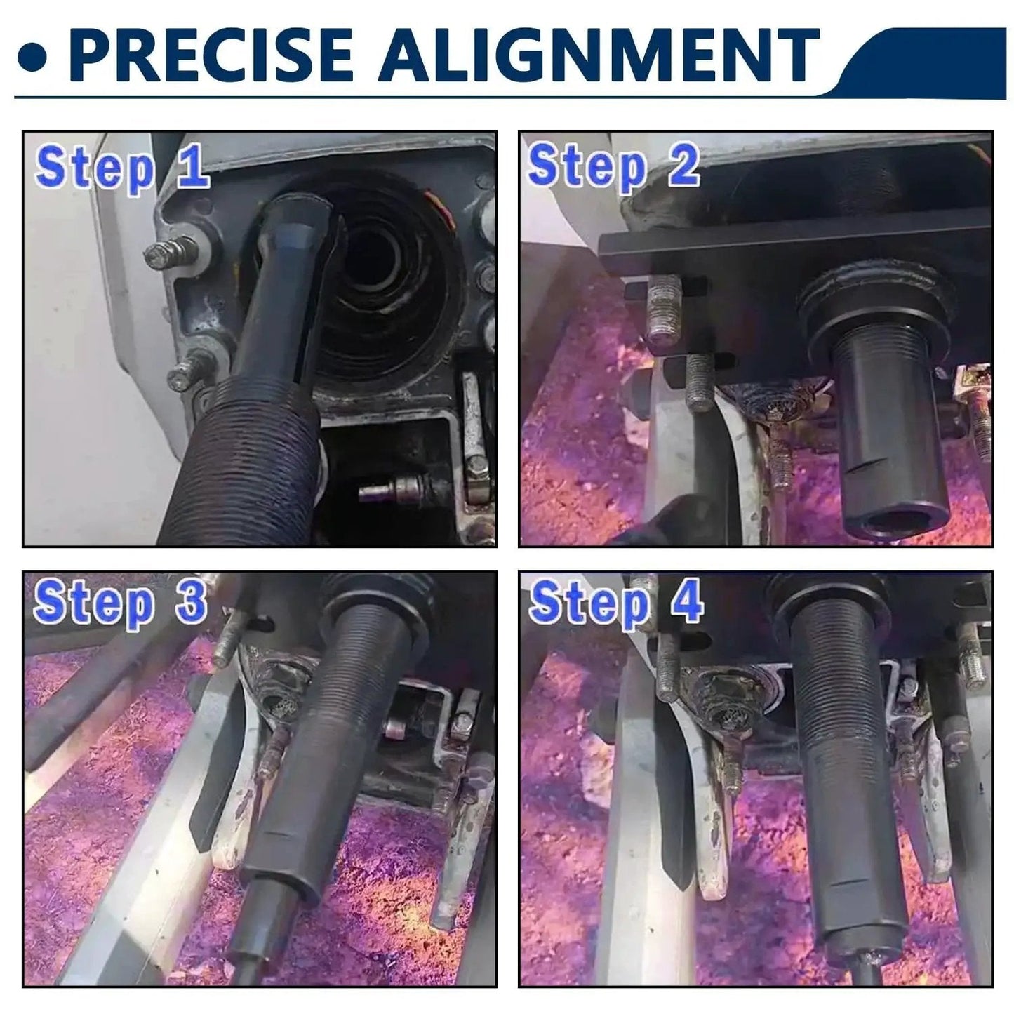 Gimbal Bearing Installer And Engine Alignment Tool For Mercruiser Alpha 1 MR Bravo OMC Cobra Volvo Outdrives in use for precise alignment.