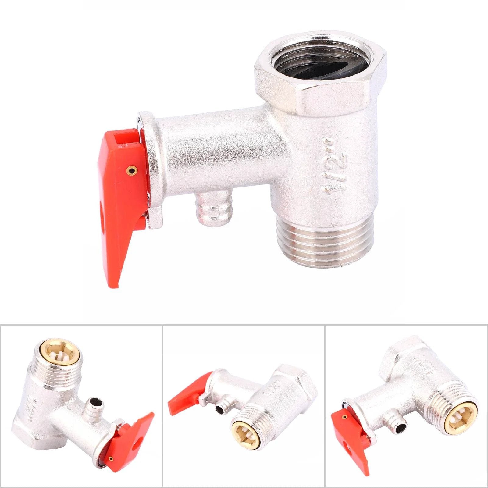 Heavy Duty Water Heater Safety Valve FTVOGUE With Brass Plated Body And Pressure Relief 0.9MPa Rating G1/2in Connection Valve