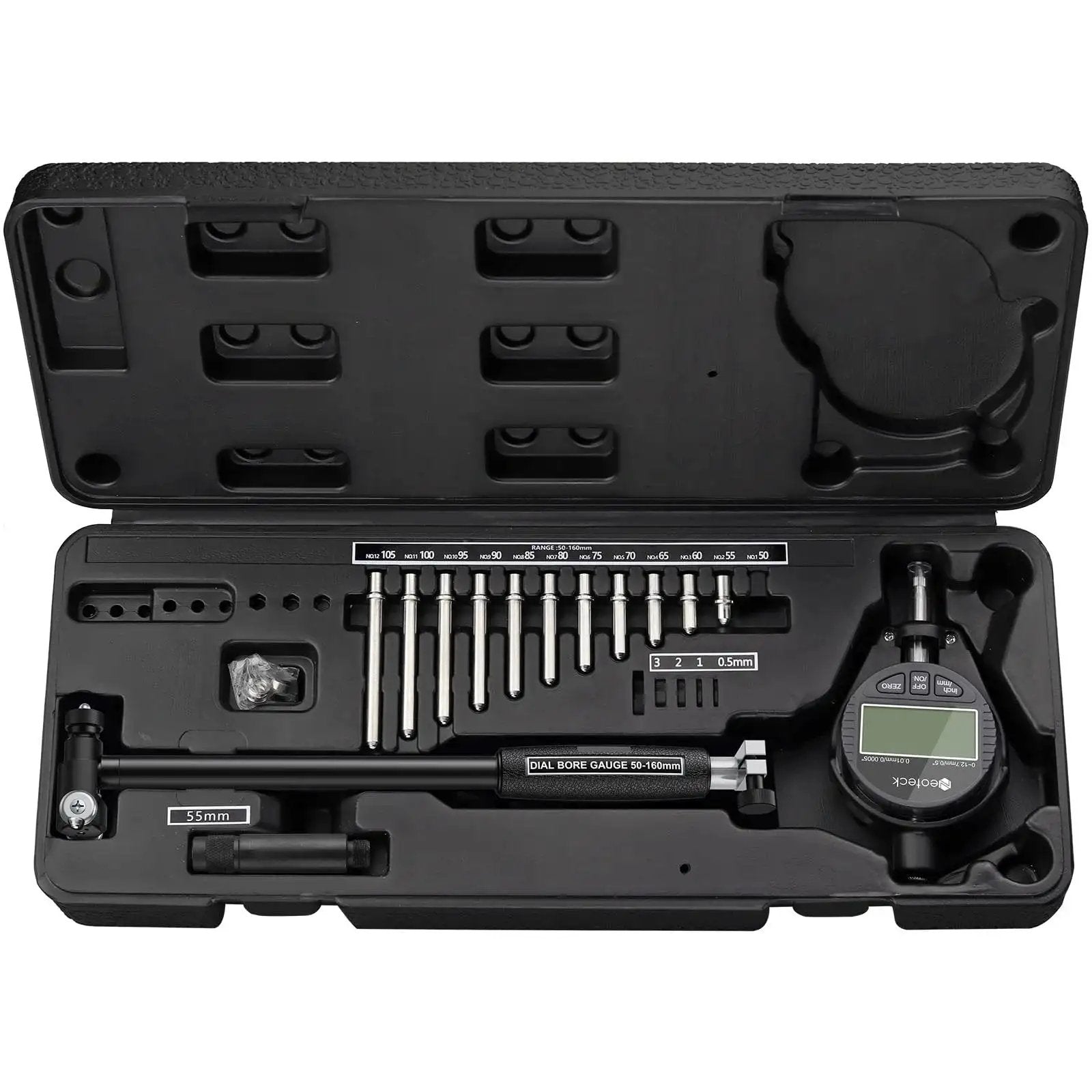 Pro Grade Digital Bore Gauge Set For 2 To 6 Inch Cylinders With Self Centering Dial Indicator Carbide Anvils Insulated Grips