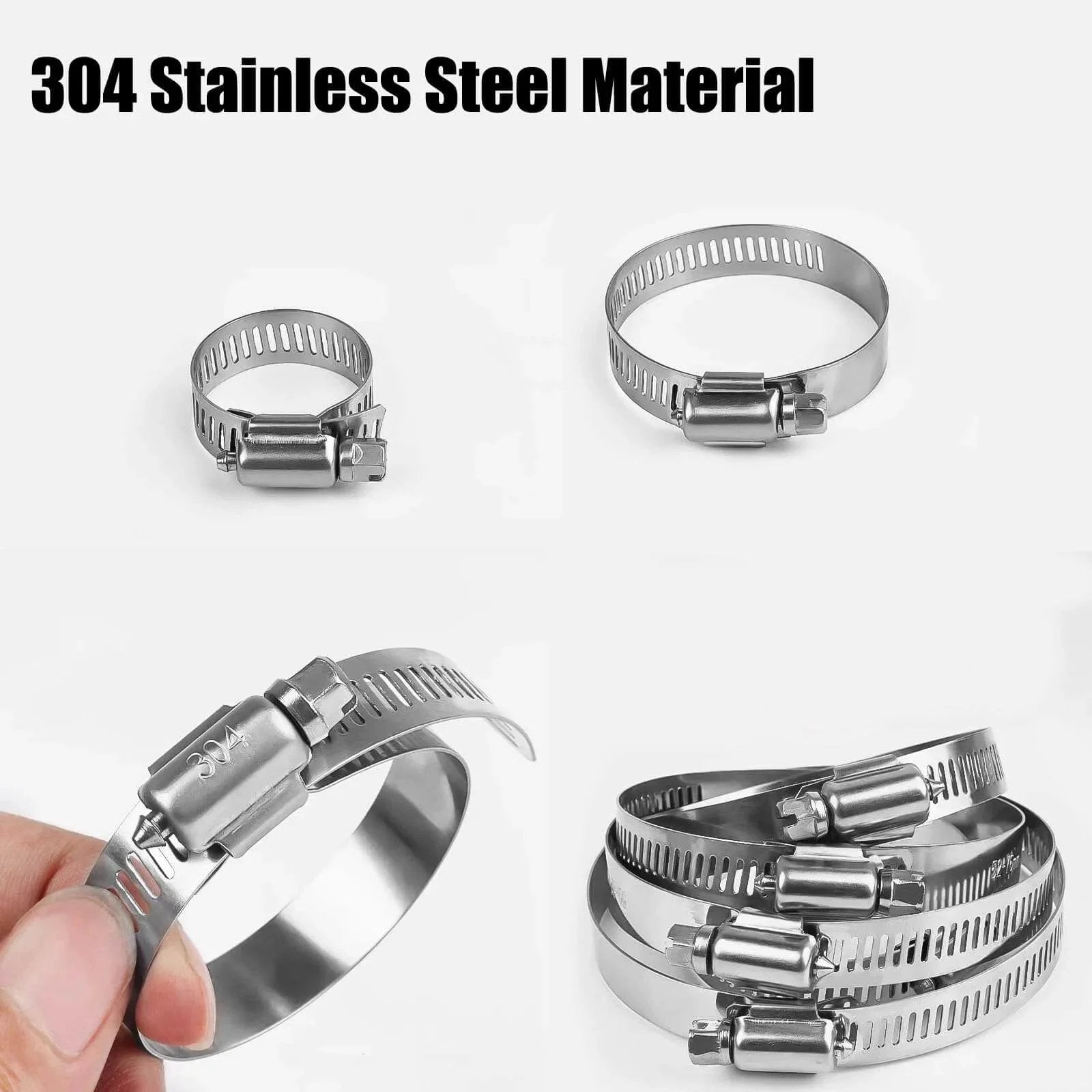 Stainless Steel Hose Clamps Assortment Kit Twenty Five Pieces Worm Gear Hose Clamp Adjustable From One Quarter Inch To Two And One Quarter Inch