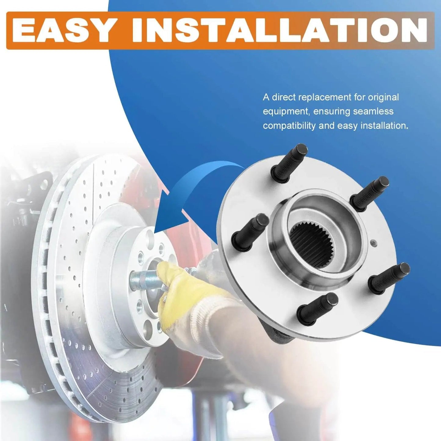 Pair Front Wheel Hub Bearing Assemblies 513121 Fits Chevy Impala installation with ABS, showing assembly process and compatibility.
