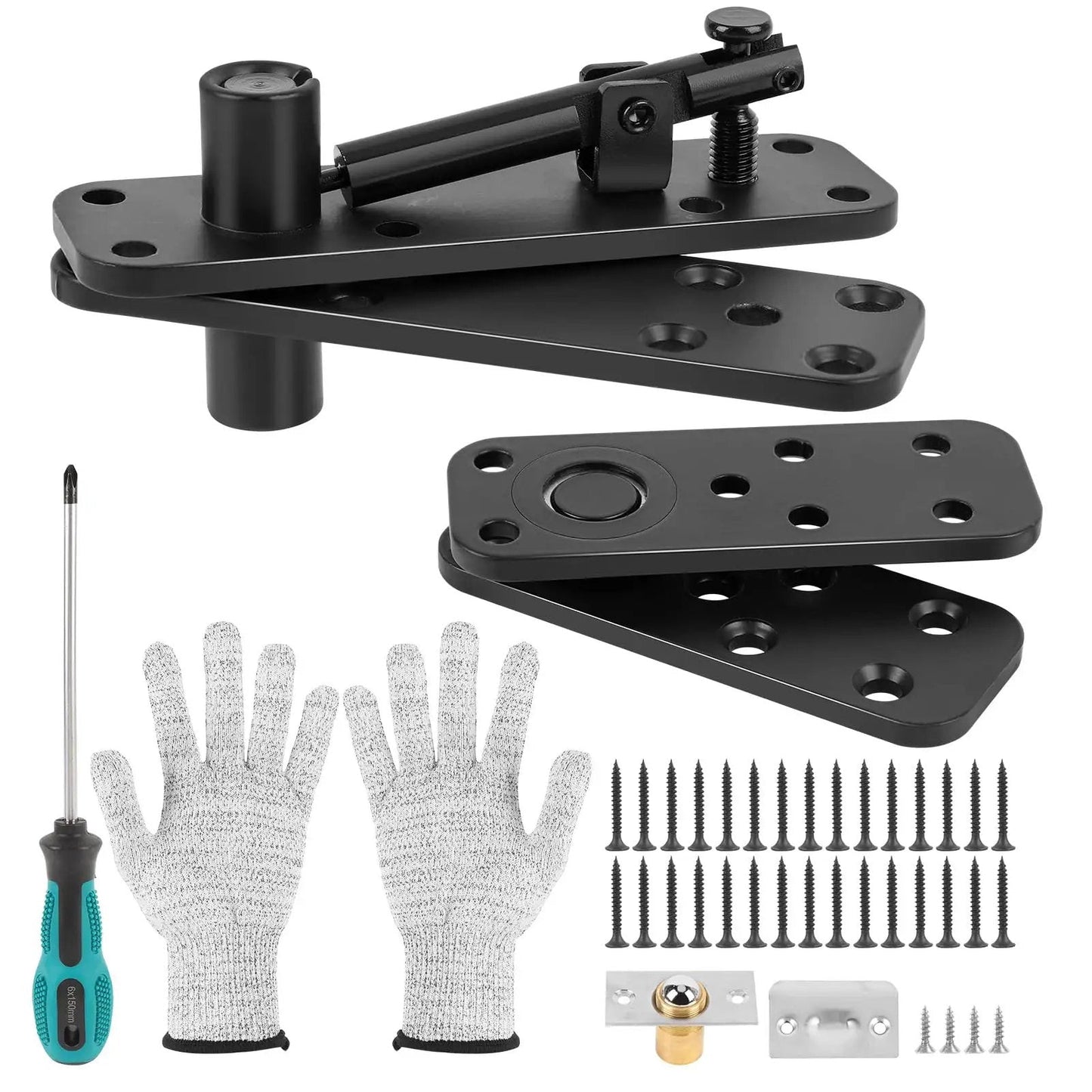 Hidden Pivot Door Hinge Kit Black 360 Degree Swing Hinges Heavy Duty 570 Lbs Load Bearing With Silent Operation For Secret Doors