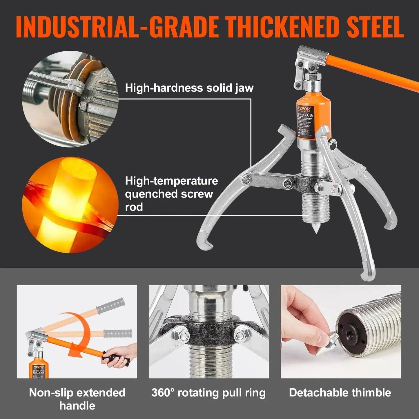 15 Ton Hydraulic Gear Puller With 12in Jaws For Bearing Removal Case Included showing components and design features