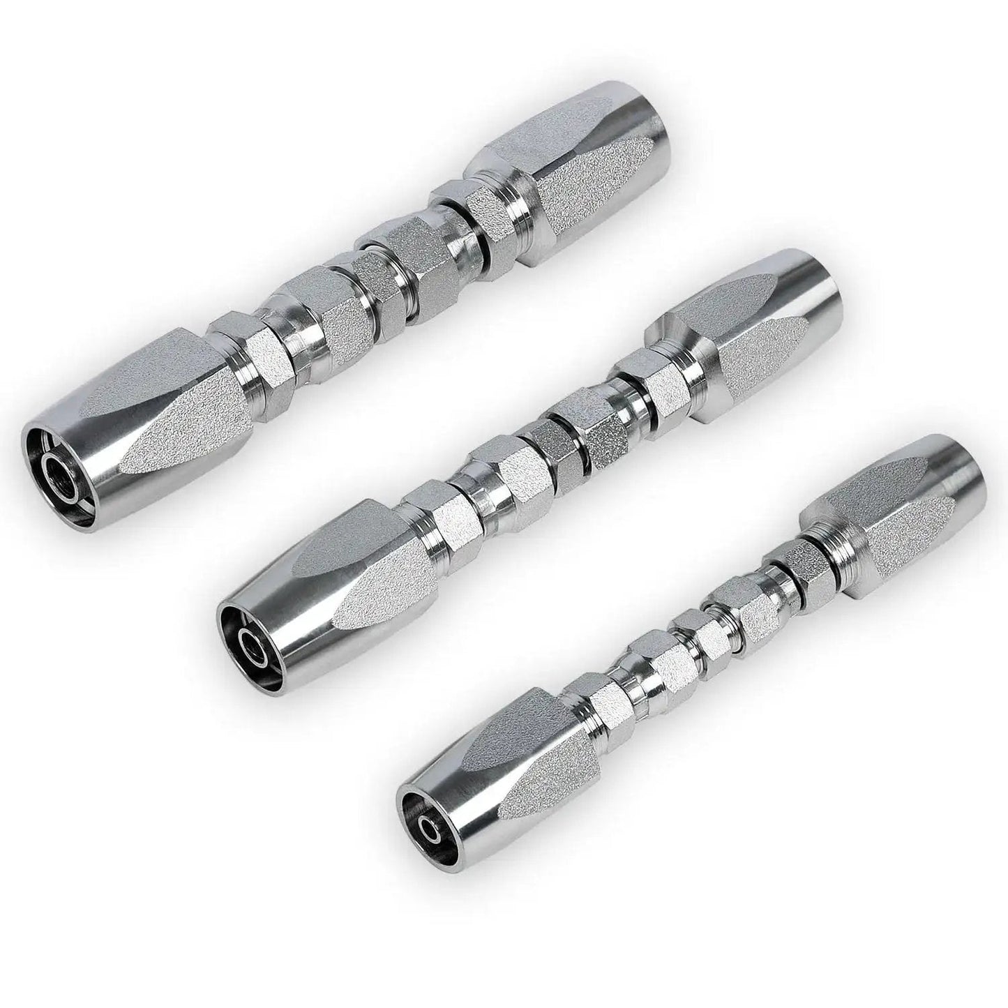 Three Pack Reusable Hydraulic Hose Field Repair Kit For On Site Emergency Fix Of One Quarter Inch, Three Eighths Inch And One Half Inch