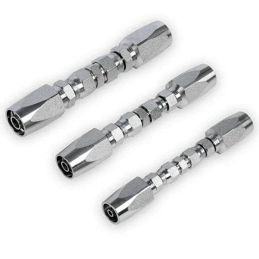Three Pack Reusable Hydraulic Hose Field Repair Kit For On Site Emergency Fix Of One Quarter Inch, Three Eighths Inch And One Half Inch