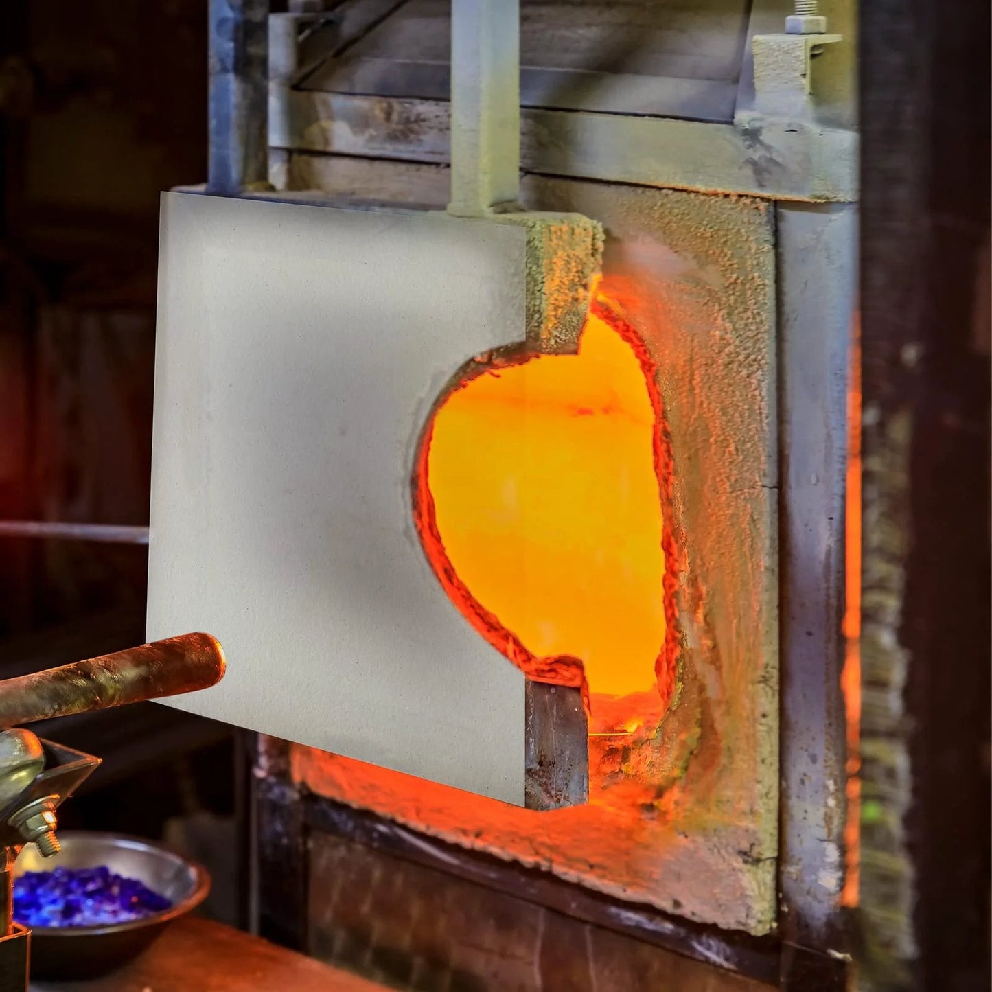 10 Pcs Kiln Paper Ceramic Fiber Sheets 11x12 Inch High Temperature Insulation Paper in use for kiln with visible orange glow.