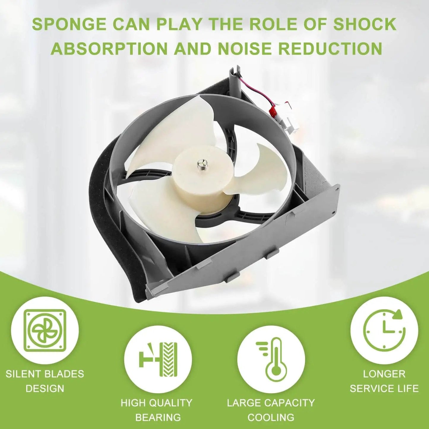 Condenser Fan Motor Assembly Single Unit for Samsung Refrigerators with blades and noise reduction features visible.