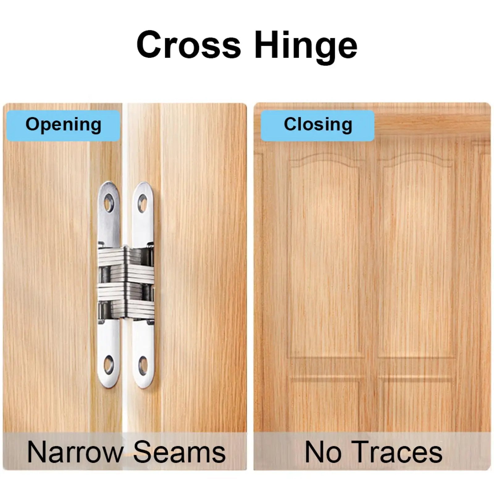 Hidden Door Hinge 6 Pack Stainless Steel Cross Hinges 180 Degree Invisible Gate Hinge for Folding Tables