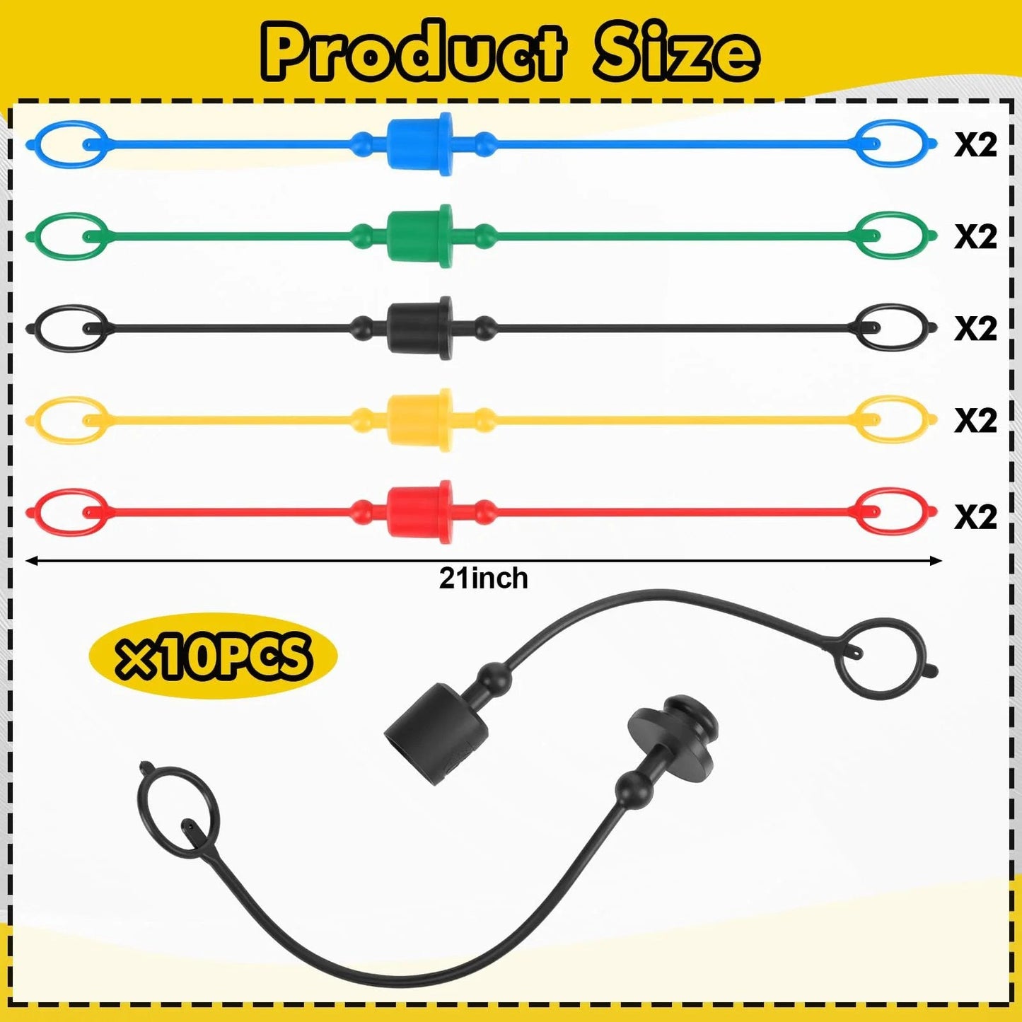 Hydraulic Dust Cap And Plug Set For Half Inch Quick Couplers ISO 5675 Flat Face Hoses 10 Sets In Red Blue Yellow Green Black