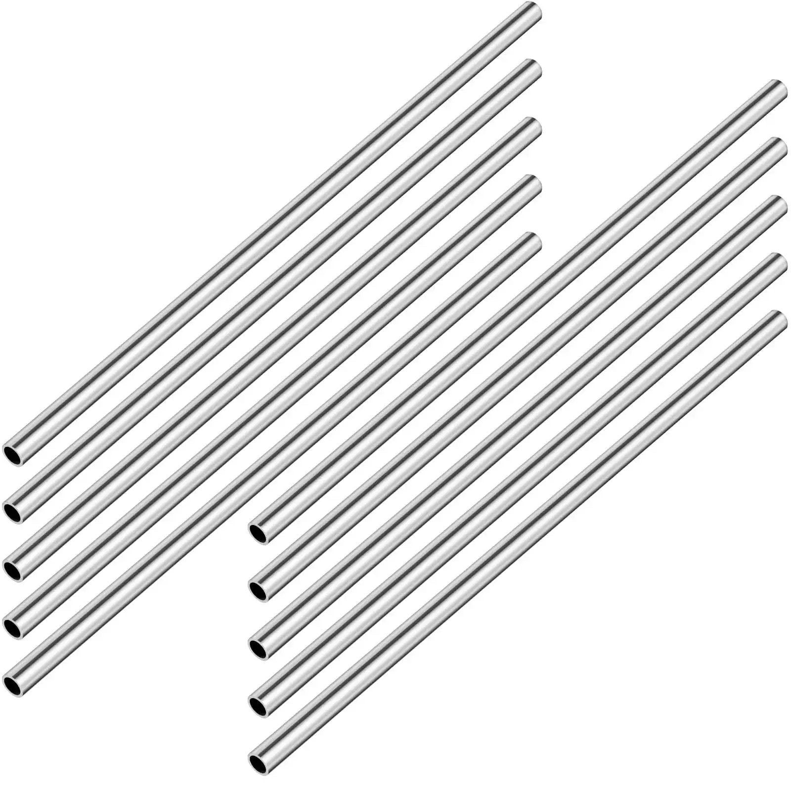 Set of 10 Industrial 304 Stainless Steel Tube 3 By 8 Inch OD Weldable Round Pipe 12 Inch Length 0.04 Inch Wall Thickness for automotive use.