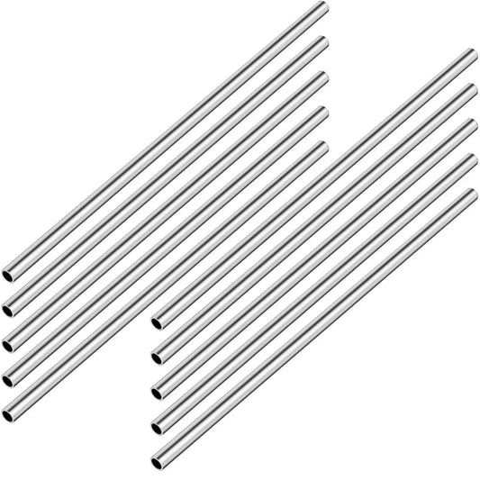 Set of 10 Industrial 304 Stainless Steel Tube 3 By 8 Inch OD Weldable Round Pipe 12 Inch Length 0.04 Inch Wall Thickness for automotive use.