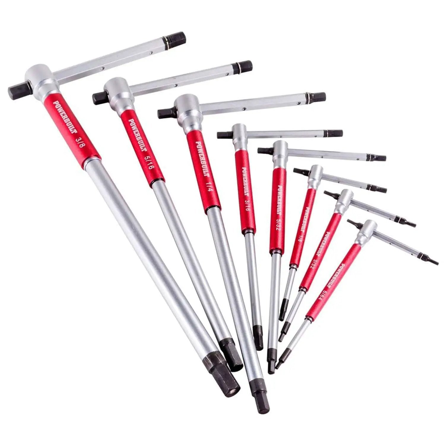 8-Piece SAE T-Handle Hex Allen Key Set With Speed Sleeves For Fast Spin Action displayed against white background