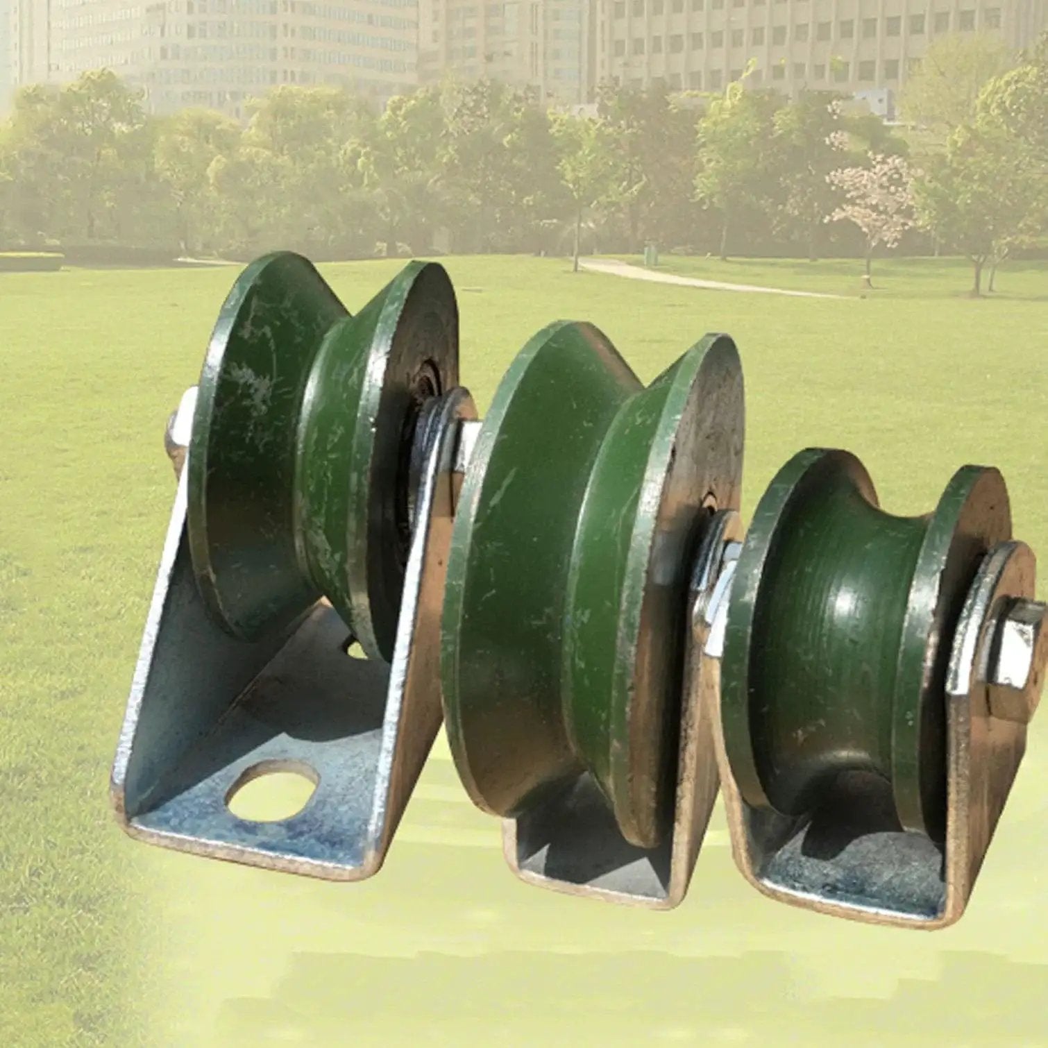 V Groove Pulley Wheel For Sliding Gates And Wire Rope Rail, Heavy Duty Rigid Caster With Silent Bearings, 2.2 Inch Cast Iron